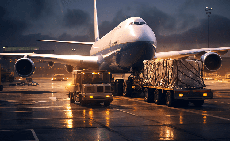 Logistics transportation with airplane 